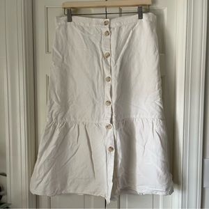 Loft white button front midi skirt
